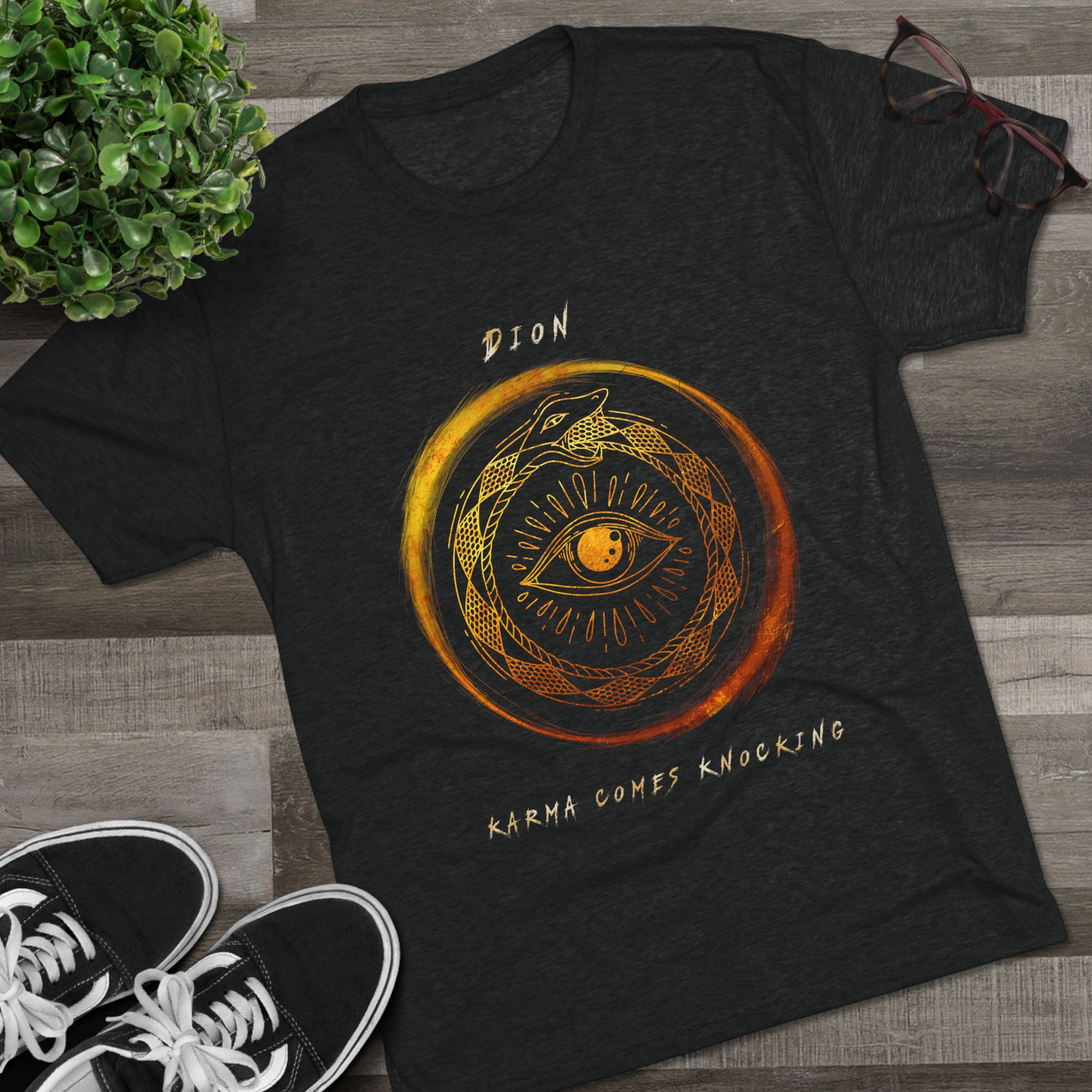 "Karma Comes Knocking" Unisex Tri-Blend Crew Tee - Image 3